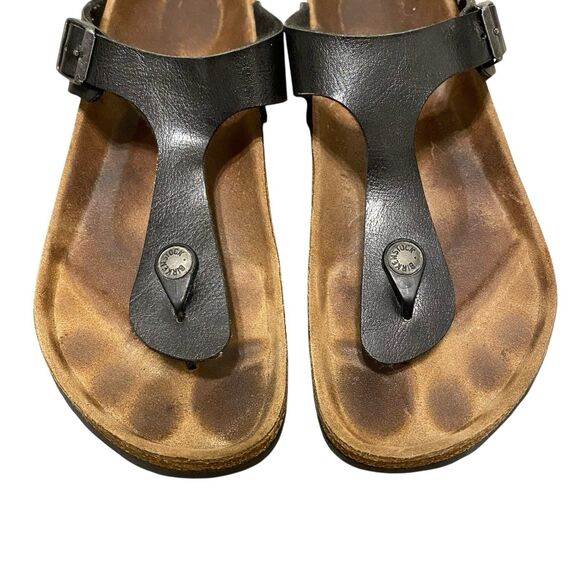 Birkenstock Gizeh Sandals L8 M6 EU 39 Heather Gray Metallic Faux Leather Thong - Picture 2 of 7